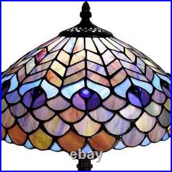 Peacock Stained Glass Tiffany Style Table Accent Lamp 18inch