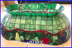 Pendant TIffany Lamp Beige Red Metal Glass Fruit Rectangle Dining Table Lamp