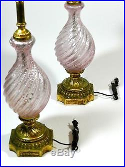 Pink Murano Glass Lamp Pair