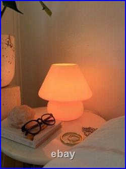 Pink Mushroom Lamp, Murano style Glass Lamp, Bedside Table Lamp, Desk Lamp