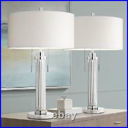 Possini Euro Cadence Glass Column Table Lamps Set of 2