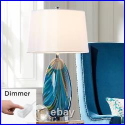 Possini Euro Pablo 27 Modern Blue Art Glass Table Lamp with Dimmer