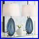 Possini Euro Pablo 27 Modern Blue Art Glass Table Lamps Set of 2