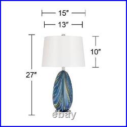 Possini Euro Pablo 27 Modern Blue Art Glass Table Lamps Set of 2