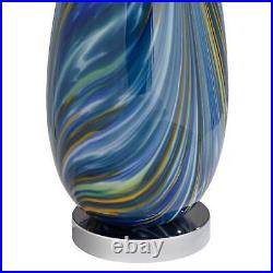 Possini Euro Pablo 27 Modern Blue Art Glass Table Lamps Set of 2