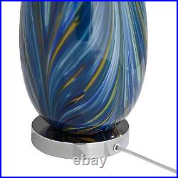 Possini Euro Pablo 27 Modern Blue Art Glass Table Lamps Set of 2