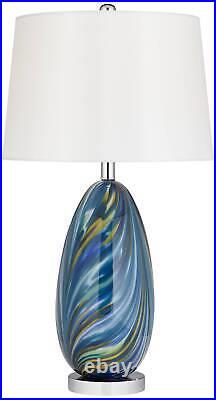 Possini Euro Pablo 27 Modern Blue Art Glass Table Lamps Set of 2