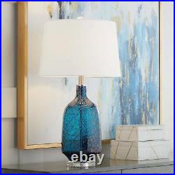 Possini Euro Ryan Blue Art Glass Modern Table Lamp