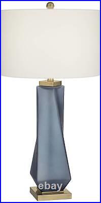 Possini Euro Sarah 32 Modern Blue Twist Art Glass Table Lamp