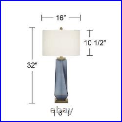 Possini Euro Sarah 32 Modern Blue Twist Art Glass Table Lamp