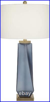 Possini Euro Sarah 32 Modern Blue Twist Art Glass Table Lamp