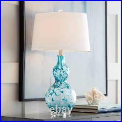 Possini Euro Sutton Blue White Modern Coastal Glass Table Lamps Set of 2