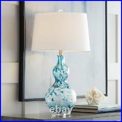 Possini Euro Sutton Blue and White Coastal Modern Art Glass Table Lamp