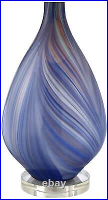 Possini Euro Taylor Blue Art Glass Lamp with Table Top Dimmer