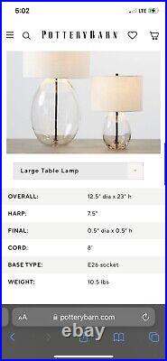 Pottery barn Recycled glass Table lamp White/glass, For Bedroom / Accent
