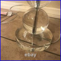 Pottery barn Stacked Crystal Glass Tall 30.5 Table Bedside Lamp Base