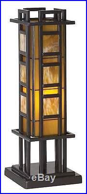 Prairie Pillar Table Lamp 1 Light Mission Arts Crafts Style Stained Art Glass
