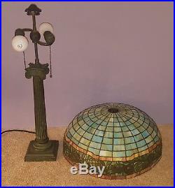 RARE Antique Gorham Leaded Slag Stained Glass Table Lamp Handel Tiffany Era