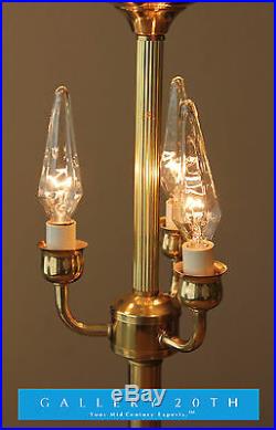 RARE! DECORATOR PYRAMID GLASS & BRASS TABLE LAMP! Interior Design Light Gold Vtg