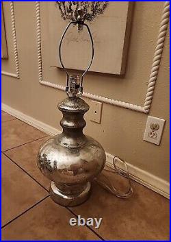 RARE Pottery Barn Antique Mercury Glass Bedside Table Lamp Silver