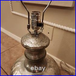 RARE Pottery Barn Antique Mercury Glass Bedside Table Lamp Silver