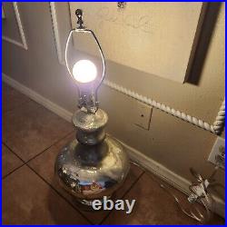 RARE Pottery Barn Antique Mercury Glass Bedside Table Lamp Silver