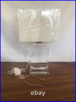 Ralph Lauren Clear Glass Crystal Lamp Geometric Octagonal Elegant With Lampshade