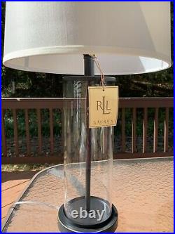 Ralph Lauren Payton Cylinder Tube Glass Lamp Black Desk, Table, or Home Office