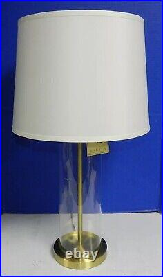 Ralph Lauren Payton Glass Polished Brass Tube Cylinder Table Lamp Gold