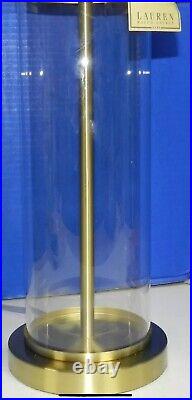 Ralph Lauren Payton Glass Polished Brass Tube Cylinder Table Lamp Gold