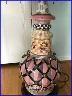 Rare-46 TallMacKenzie-Childs Lighthouse Table Lamp + Glass Bead Fringe Shade