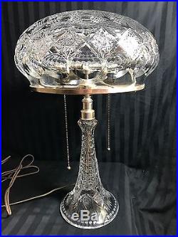 Rare Antique Abp Sinclaire Bengal Pattern Heavy Thick 19 Cut Glass Table Lamp