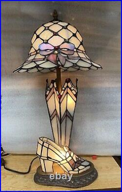 Rare Dale Tiffany Art Glass Table Lamp Shoe, Umbrella And Hat