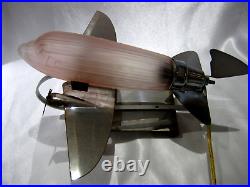 Rare Pink Glass Sarsaparilla Vintage Art Deco Metal Airplane Plane Table Lamp