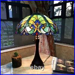 Reading Lamp Tiffany Style Glass Stained Table Baroque Light Desk Blue Accent
