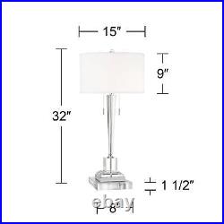 Renee Modern Table Lamp with Square Riser 32 Tall Clear Crystal Glass Bedroom