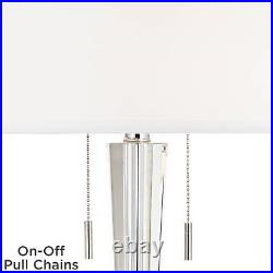 Renee Modern Table Lamp with Square Riser 32 Tall Clear Crystal Glass Bedroom