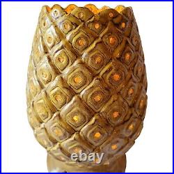 Retro Ceramic Gold Pineapple TV Table Lamp Yellow Crackle Glass Light Inserts