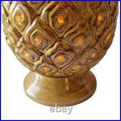 Retro Ceramic Gold Pineapple TV Table Lamp Yellow Crackle Glass Light Inserts
