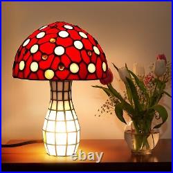 Retro Mushroom Table Lamp, Tiffany Stained Glass Small Cute Desk Light Vintag