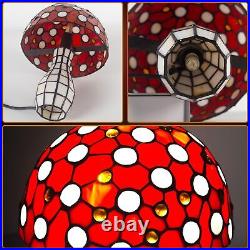 Retro Mushroom Table Lamp, Tiffany Stained Glass Small Cute Desk Light Vintag