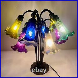 River Of Goods Multicolor Mercury Glass Table Lamp Tulip, Lilly Pond Base