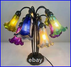 River Of Goods Multicolor Mercury Glass Table Lamp Tulip, Lilly Pond Base