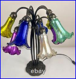 River Of Goods Multicolor Mercury Glass Table Lamp Tulip, Lilly Pond Base