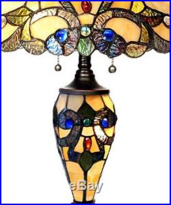 River of Goods 14825 Magna Carta 3-Light 20H Table Lamp with Stained Glass Shade