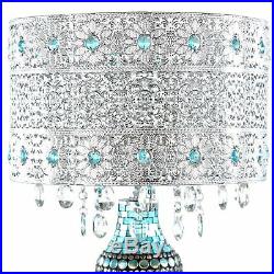 River of Goods Glorias Crystal Beaded Table Lamp with Mosaic Base