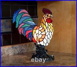 Rooster Bird Table Lamp Tiffany Style Accent Stained Glass Pattern Night Light