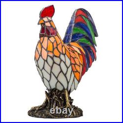 Rooster Bird Table Lamp Tiffany Style Accent Stained Glass Pattern Night Light