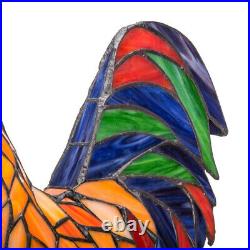 Rooster Bird Table Lamp Tiffany Style Accent Stained Glass Pattern Night Light