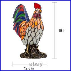 Rooster Bird Table Lamp Tiffany Style Accent Stained Glass Pattern Night Light